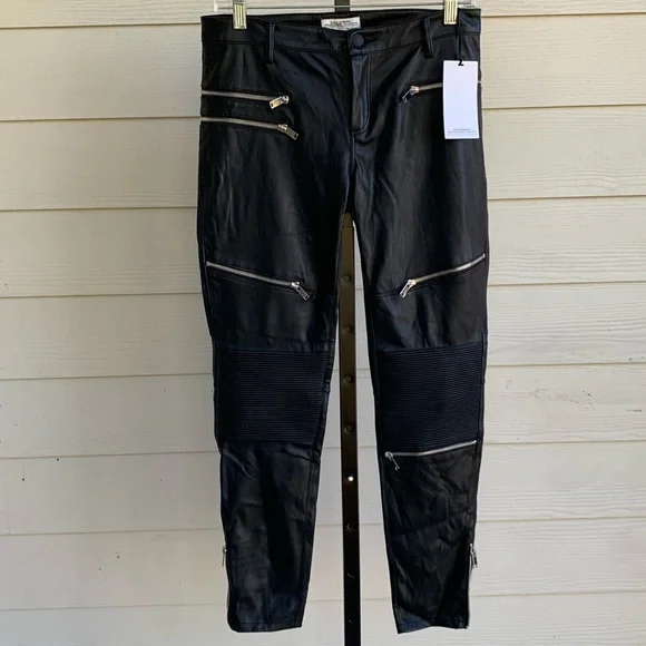 NEW Zara faux leather skinny jeans pants medium - Picture 2 of 7